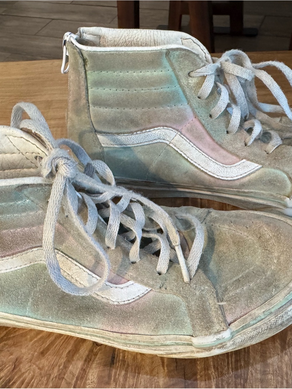 Vans Sk8-Hi Zip Pastel Rainbow High Top Sneakers Kids Size 2.5